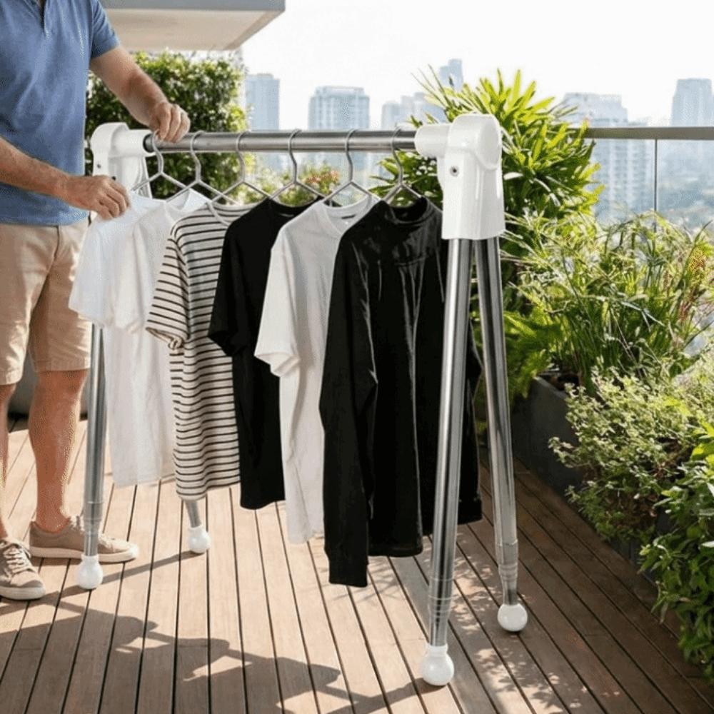 Adjustable Angle Folding Clothes Rack Stainless Steel Laundry Drying Rack Home Use