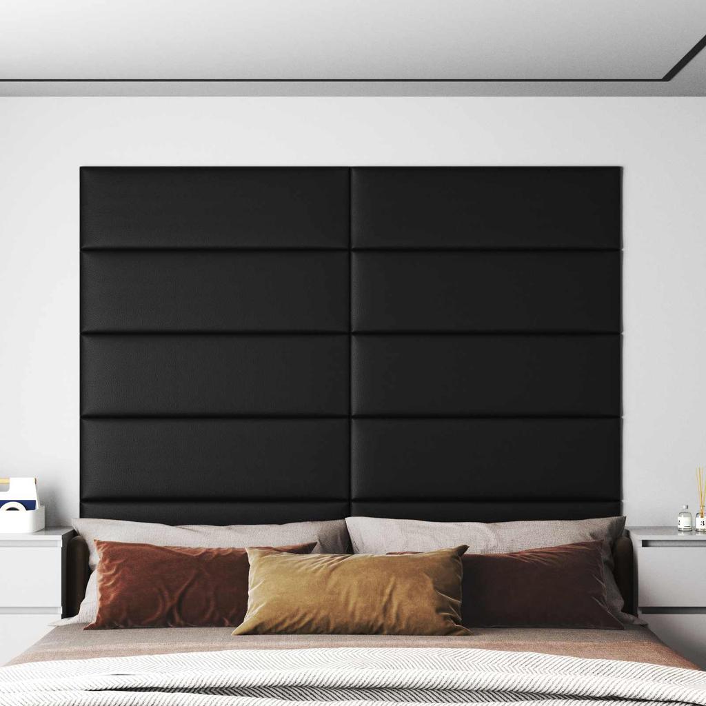 Wall Mounted Headboard Panels 12 pcs Black Fabric 90 x 30 cm