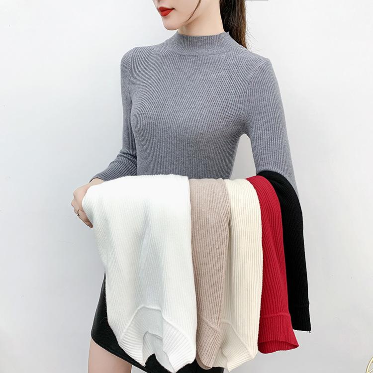 Latest Fall and Winter Half Turtleneck Sweater for Women, Sweet Long-sleeved Sweater for Inner Wear and Outer Wear