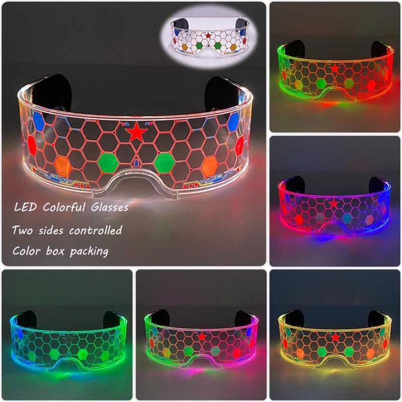 Крутые Неоновые LED Светящиеся Очки Футуристические Мигающие Светящиеся Очки, Светящиеся Реквизиты для Вечеринки Бара для Дня Рождения Ночных Мероприятий