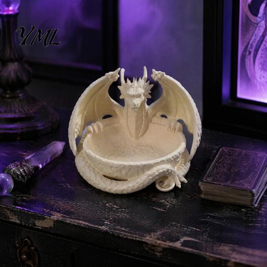Jewelry Dish for Rings 3D Printed Dragon Storage Tray Keys, Decorative Desktop Organizer with Trinket Detailed Fantasy Scales & Wings, Large Capacity