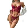 Женский летний сексуальный кружевной комплект нижнего белья, Элегантный бюстгальтер пуш-ап с завязками и стрингами, Модная интимная одежда