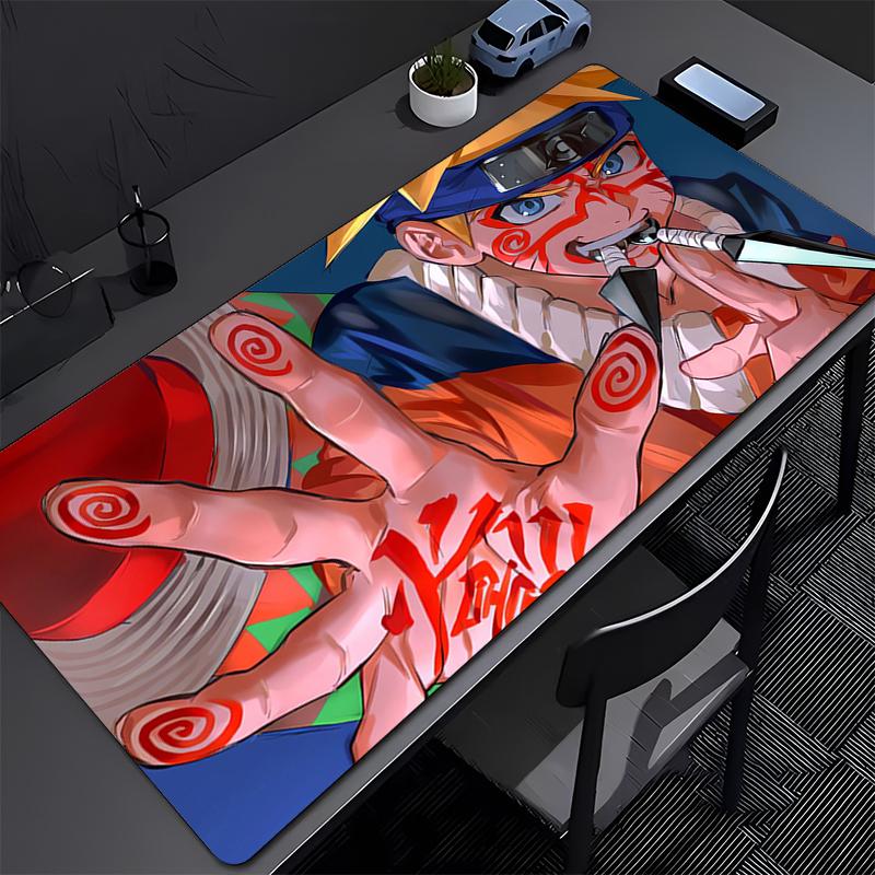 Mouse Pad Office Naruto Uzumaki Computer Keyboard Pad Carpet Large Gaming Accessories Edge White Mousepad PC Game Desk Mat Table