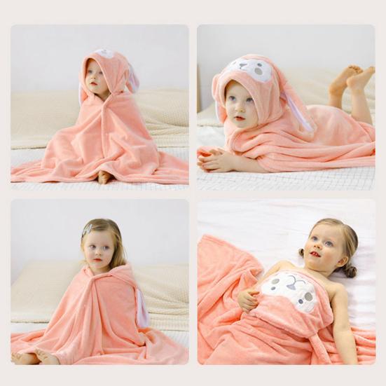 Детское банное полотенце, толстое, отлично впитывает воду, с капюшоном, в мультяшном стиле, на пуговицах, однотонное, теплое, мягкое, детское пончо для ванной, одеяло с ворсом