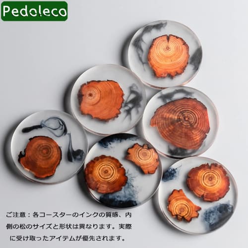 Pedoleco Coasters, Set of 6, with Storage Case, Crafts, Stylish Tea Trays, Dessert Plates, Thick, Waterproof, Decorative, Non-Slip/Insulated, Unpainte