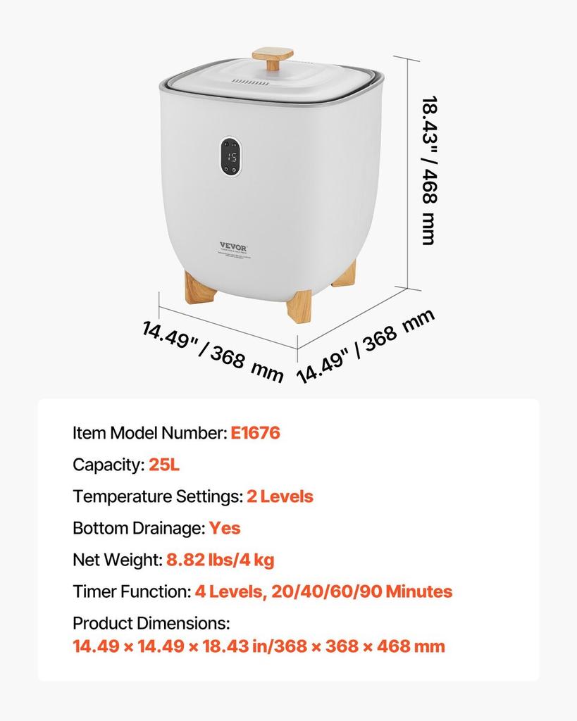 25L Towel Warmer Bucket with LED Screen Bottom Heating Columns Timer White