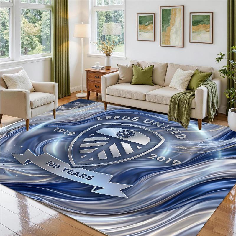 Leeds United Football Design Crystal Velvet Rug Soft Decorative Mat for Bedroom Entrance