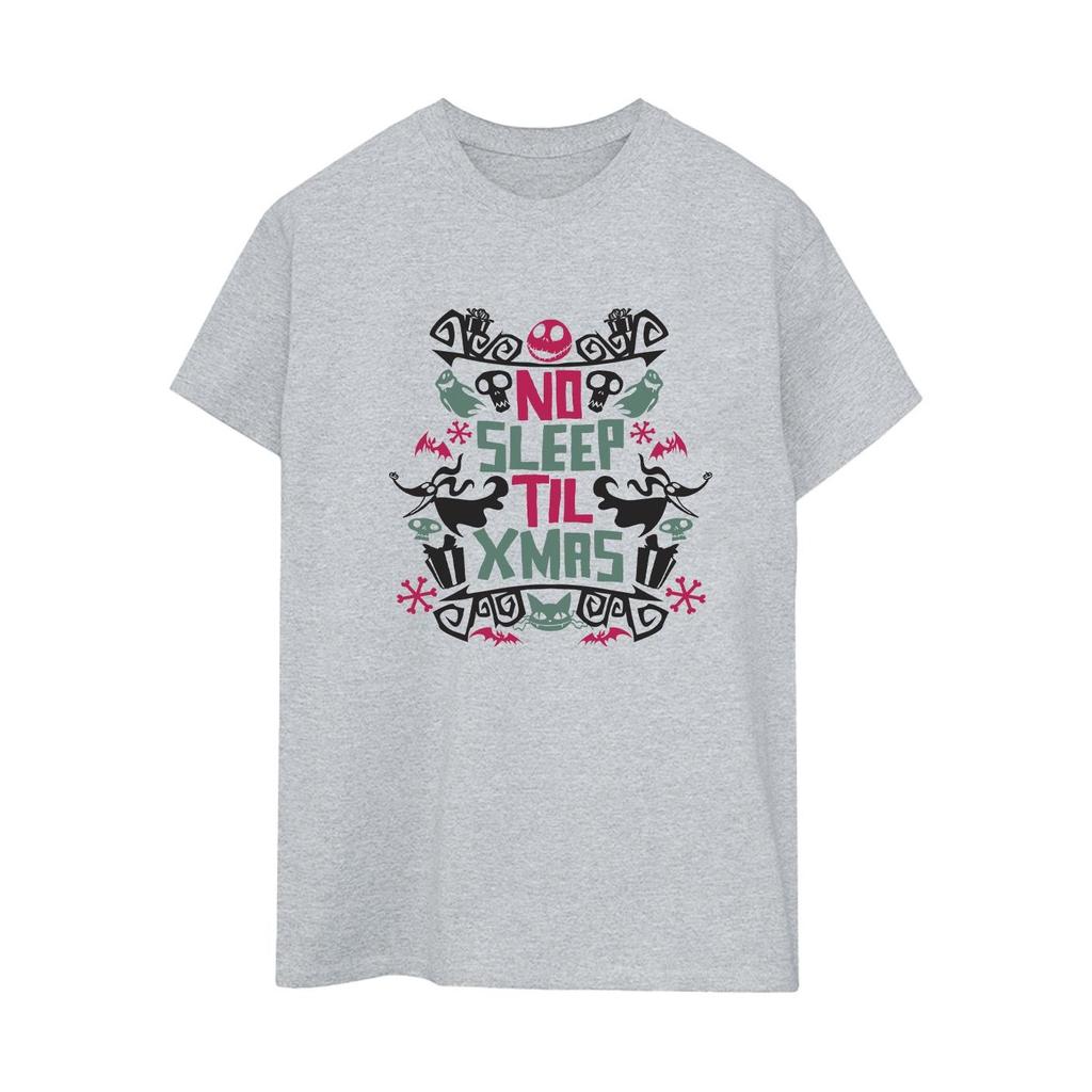 Disney Womens/Ladies The Nightmare Before Christmas No Sleep Til Xmas Cotton Boyfriend T-Shirt