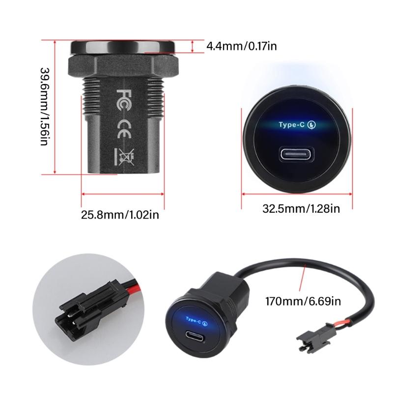 Автомобильные зарядные розетки 12 В/24 В с портом Type C PD3.0, Панель USB для быстрой зарядки для грузовиков и автобусов