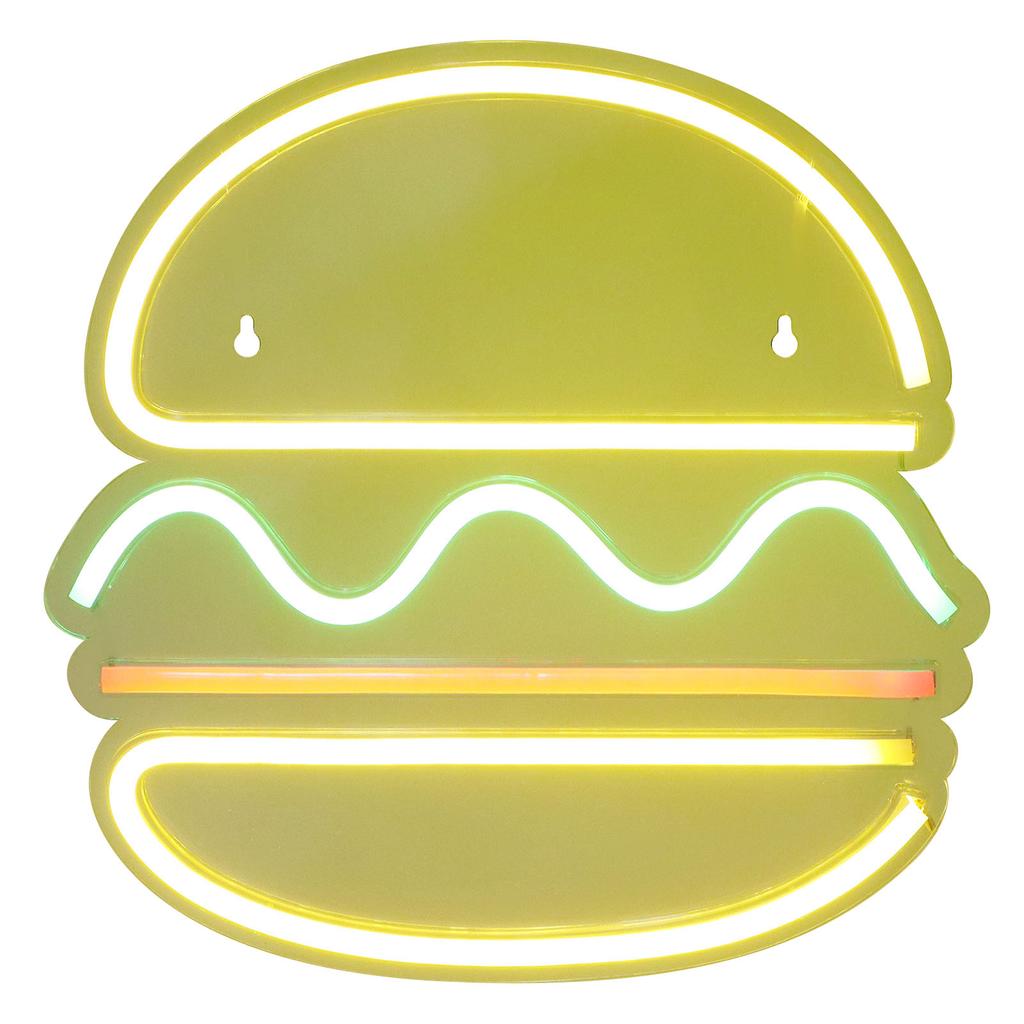 LED Neon Light USB Hamburger‑Shape Sign Lighting Home Bedroom Bar Pub Shop Decoration