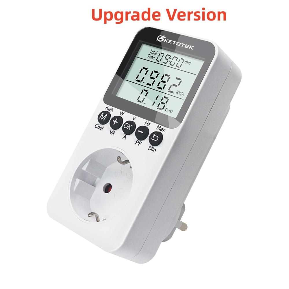 Вилка европейского стандарта, счетчик мощности переменного тока, ваттметр, ваттный монитор, 230 В, потребляемая энергия, кВтч, розетка, мощность, киловатт, счетчик электроэнергии