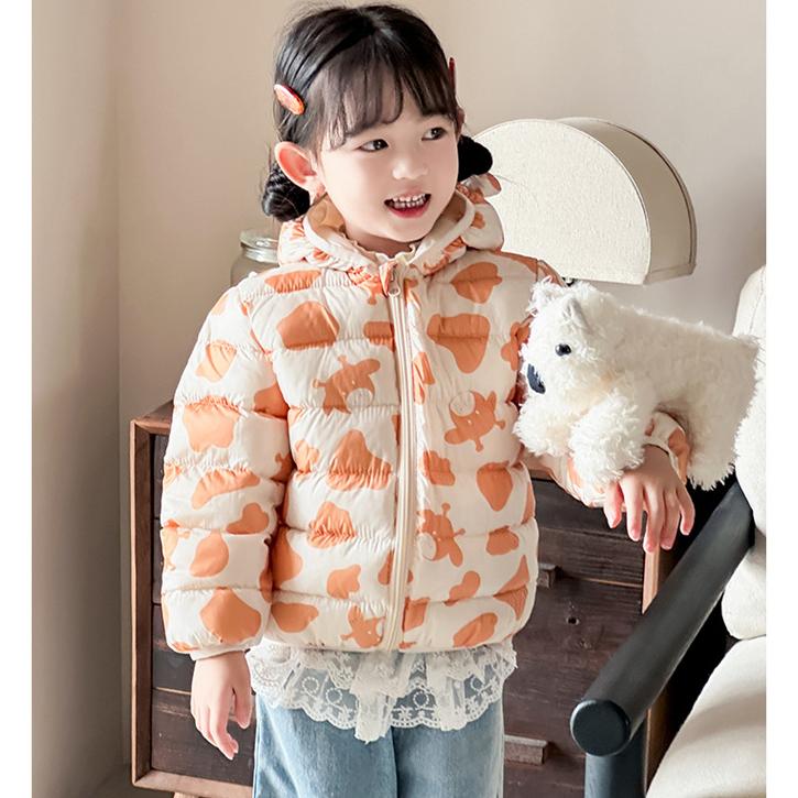 Зарубежный стиль зимняя детская куртка для девочки укороченная утолщенная на хлопковой подкладке Теплая хлопковая одежда для девочек детские осенние пальто с принтом тай-дай розового цвета