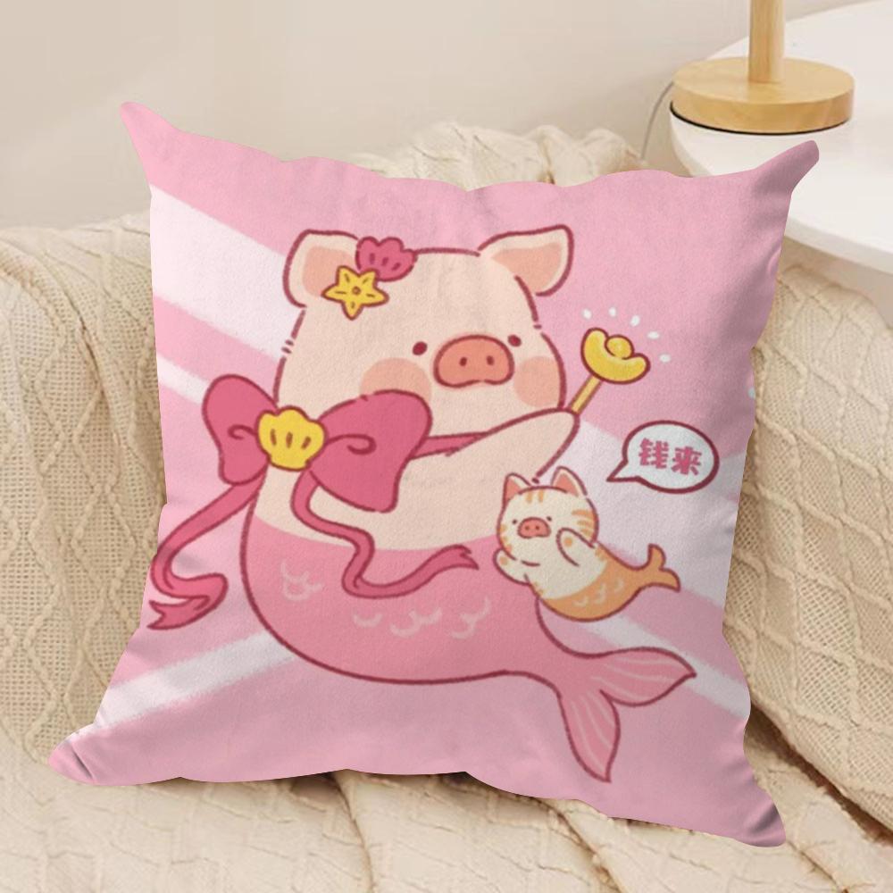 Мультяшная Розовая Наволочка L-Lulu Pig из Шелковистого Короткого Плюша, Двусторонняя Печать, для Подушки на Диван, Декор для Дома на Все Сезоны, Подарок