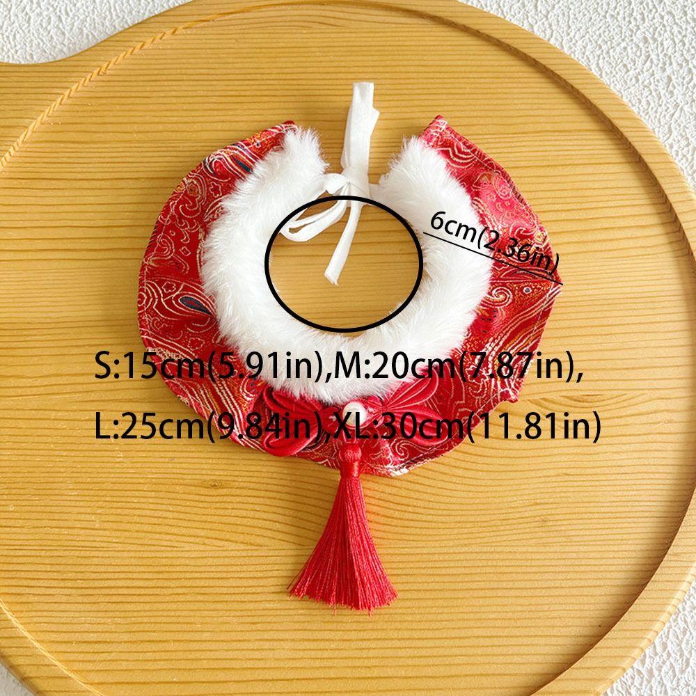Adorable Chinese Style Pet Cat Scarf Warm Cute New Year Dog Collar Adjustable Length Blessing Puppy Bib Spring Festival