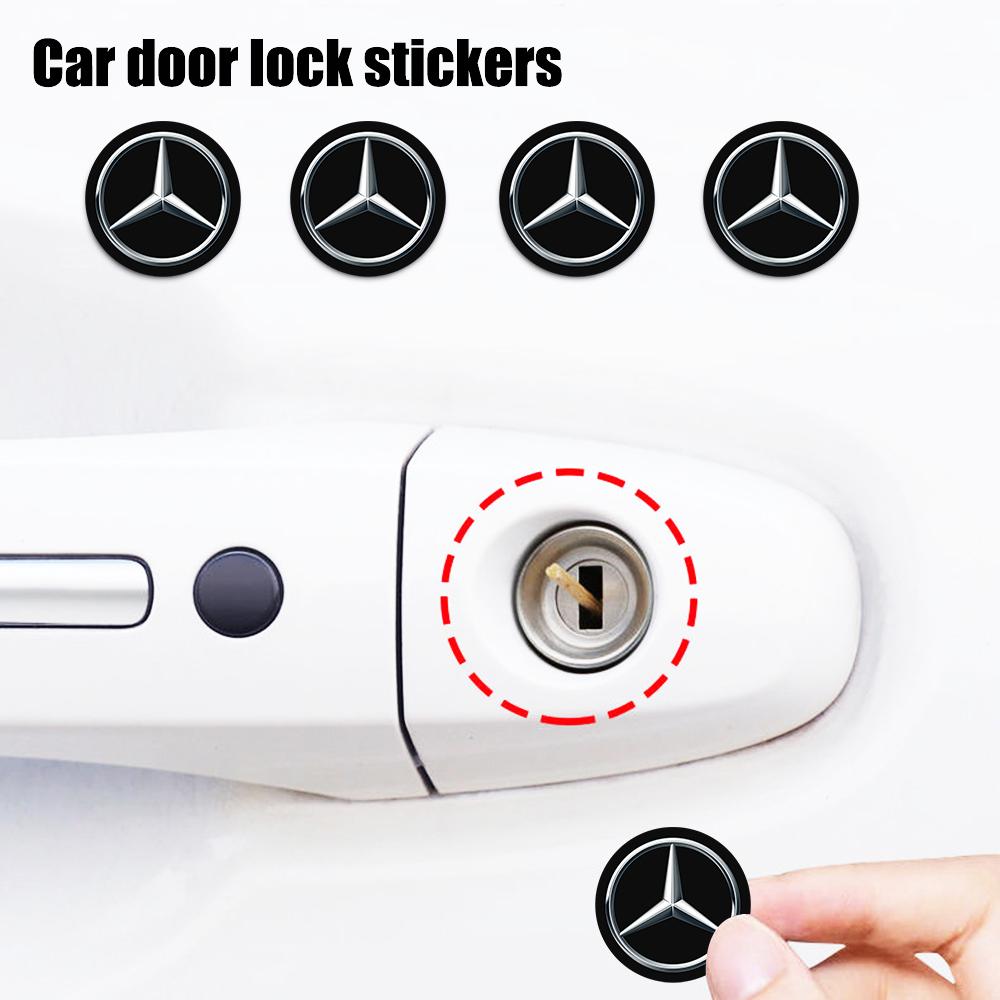 4Pcs Car Lock Stickers Keyhole Anti-blocking Protection Styling For Mercedes Benz B/C/E/S Class A Class C200L GLC GLK New CLA GHIJK1
