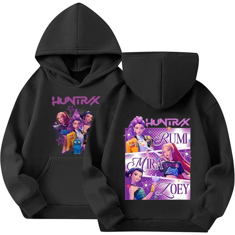 Толстовки и свитшоты для девочек KPop Охотники на демонов Свободная толстовка для девочек с принтом