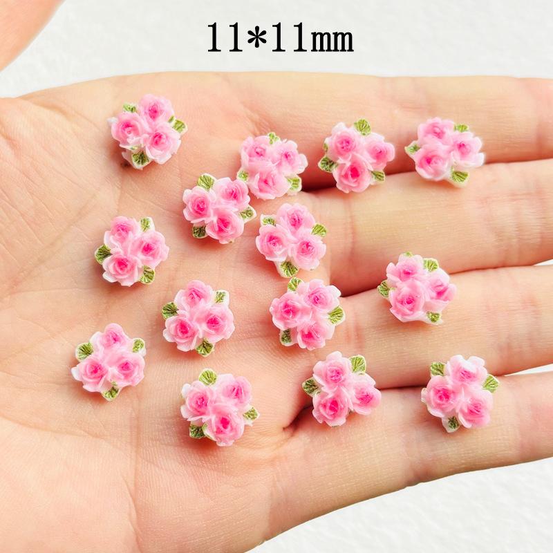 50 Pcs New Cute Mini Resin Cartoon Three Pink Peach Blossoms Flatback Ornament Jewelry Making Manicure Hairwear Accessories A42