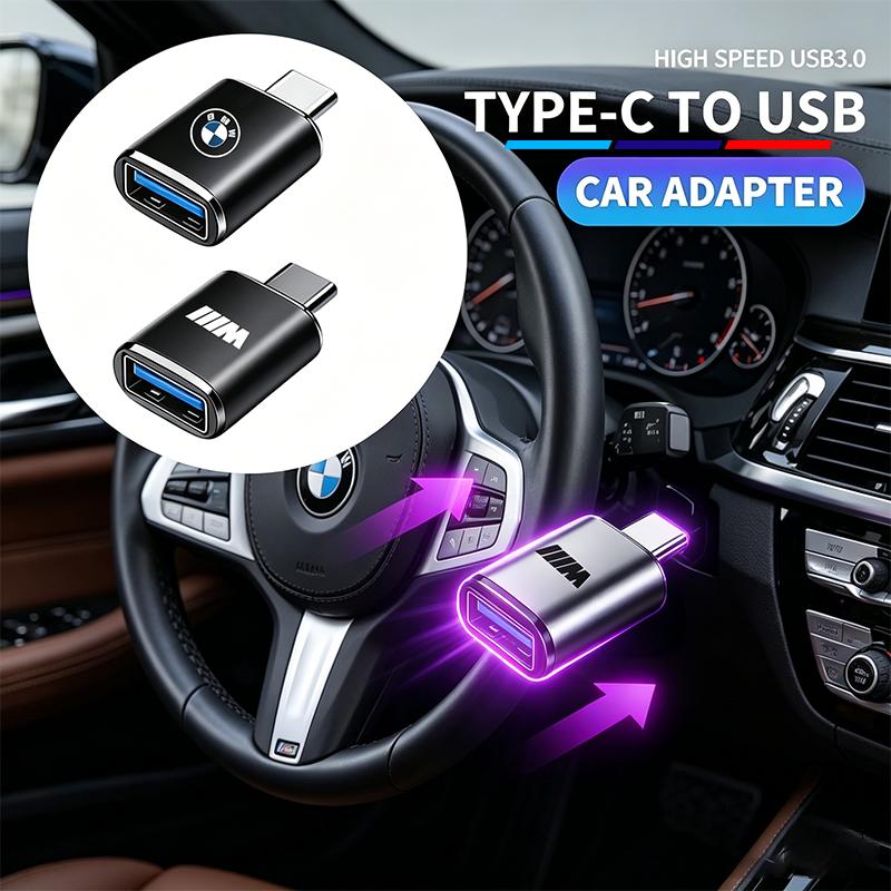 For BMW Car Type-C To USB Power Adapter Fast Data Transfer and Charging Adapter M G80 G07 G42 G14 G15 M2 M3 M4 M5 M7 Key Chian CC2
