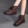 Короткие ботинки на шнуровке в стиле ретро из натуральной кожи, удобные, универсальные, женские туфли