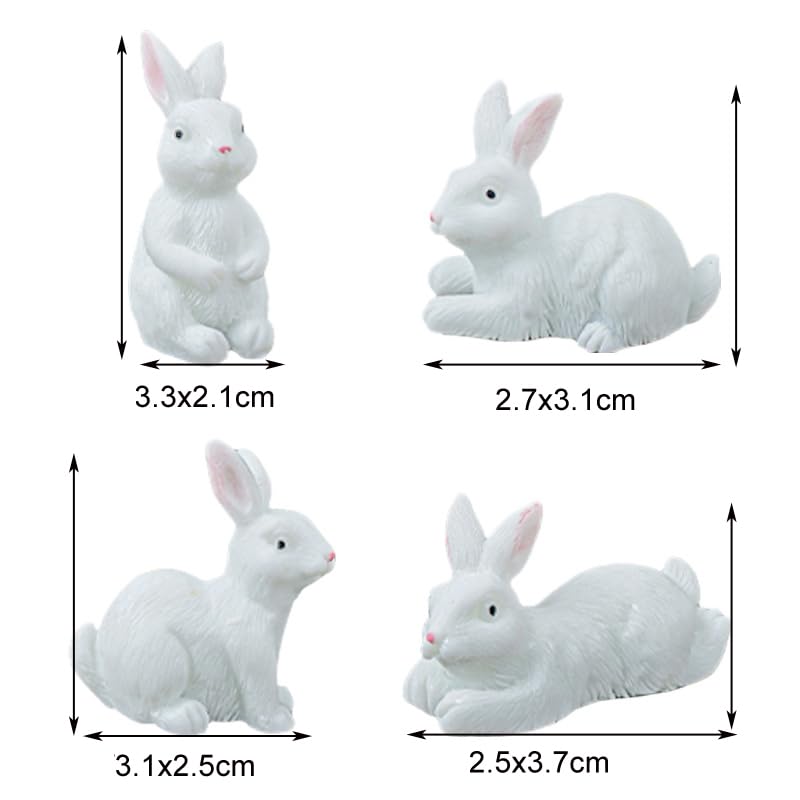 Pinenjoy 20 Animal Figurines Resin Rabbit Ornaments Cute Easter Bunny Mini Rabbit Statue Cake Decoration DIY Fairy Garden Dollhouse Birthday Gift Moss