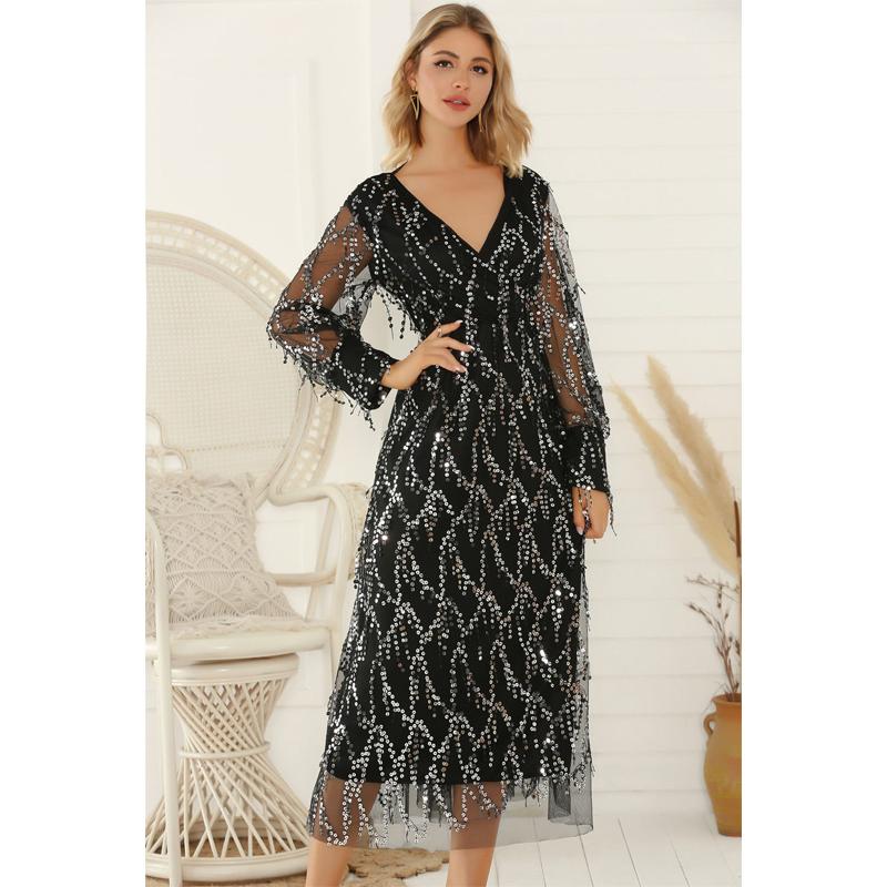 Elegant Bodycon Women's Dress for Women 2022 Summer Long Sleeve Maxi Party Bling Dresses Woman Robe Femme Ladies Vestidos Mujer