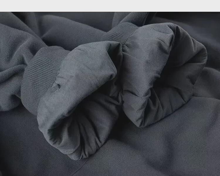 Винтажная американская серая мужская толстовка-пуловер с воротником-стойкой и капюшоном