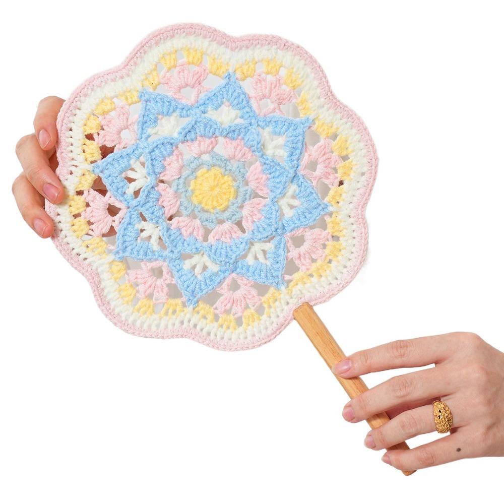 Yarn Crocheted Antique Style Fan Classical Weaving Fun Decorative Craft Fan Girlfriend