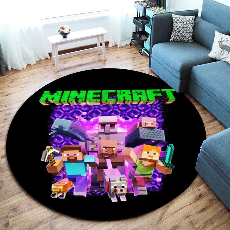 Sandbox electronic Xbox games Minecraft circular carpet Household goods decoration anti slip home table and chair mat aisle door mat carpet D12