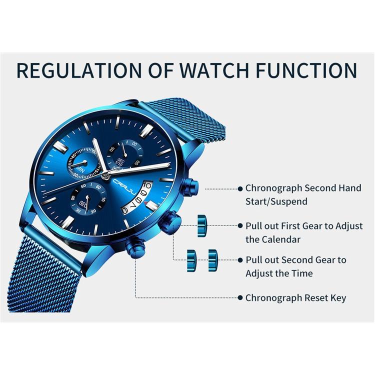 CRRJU New Six-pin Men's Casual Personality Watch Fashion Popular Men's Watch Student Watch