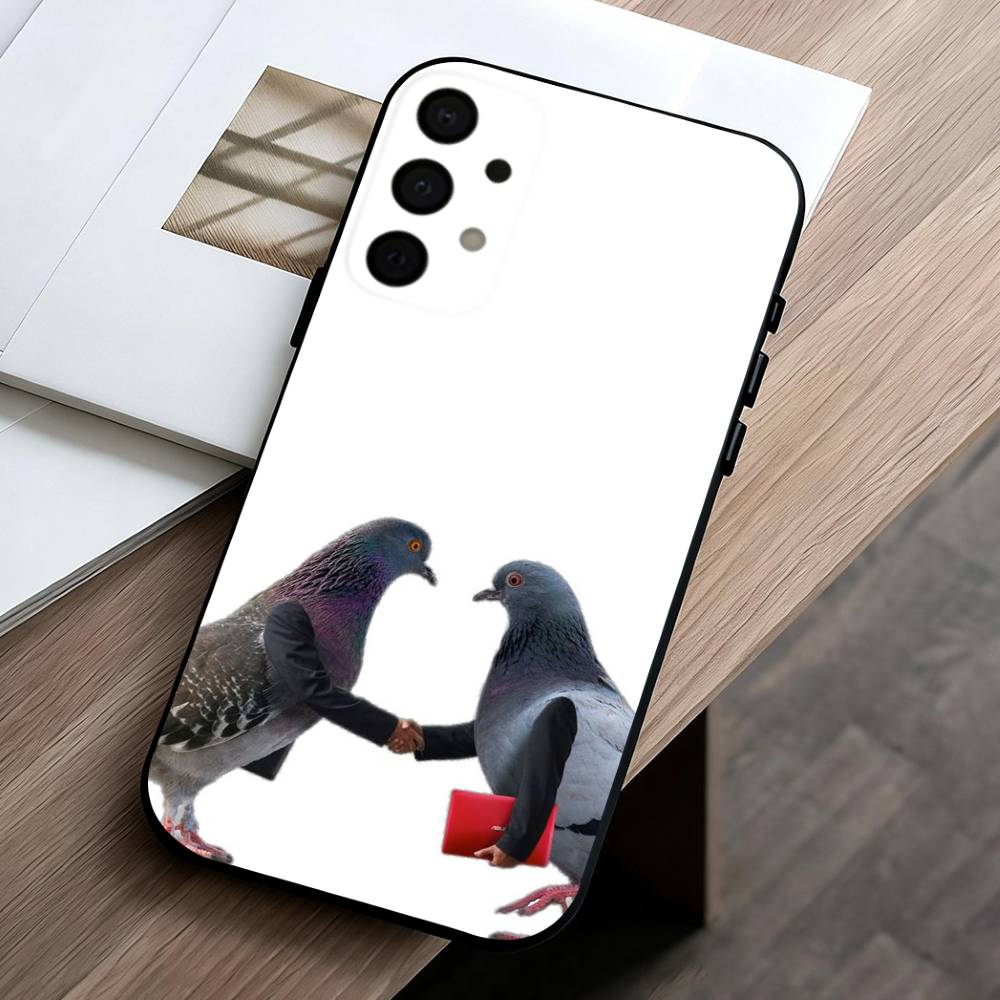 Funny P-Pigeon Mischief Phone Case For Samsung Galaxy A73,A72,A71,A70,A53,A52,A51,Others Soft Black Cover