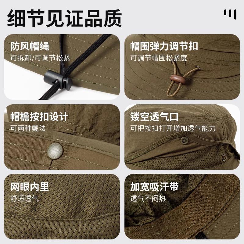 Large brim light breathable sunscreen hat sunshade fisherman hat children quick drying hiking hat men and women