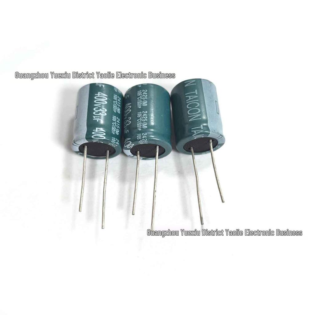 Новый электролитический конденсатор TAICON 400V 33uF для фильтрации блоков питания и усилителей, Размер: 16×20 мм.