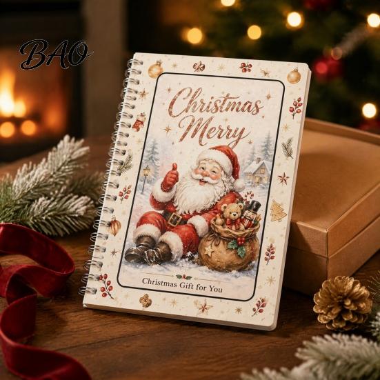 Interactive Holiday Surprise Card DIY Spiral Bound Christmas Gift Book, 5x7 Booklet, Organizer 10 Pages Merry Cards, Gifts for Family, Friends,