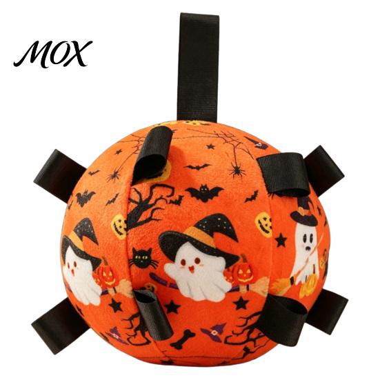 Halloween Themed Puppy Toy Squeaky Dog Chew Ball for Halloween, Bite Resistant Plush Toy, Pet Teething Interactive Small Medium Large Breeds Dogs