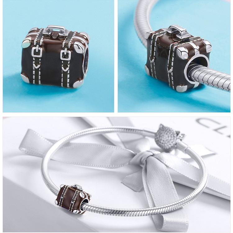 Travel Series Collection 925 Silver Loose Beads Car Airplane Luggage Diy Beaded Bracelet Accessories