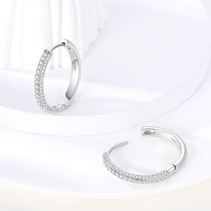 Hoop Earrings Original 925 Silver Sparkling Wrapped Woven Earrings for Woman High Quality Fashion Jewelry Accessories