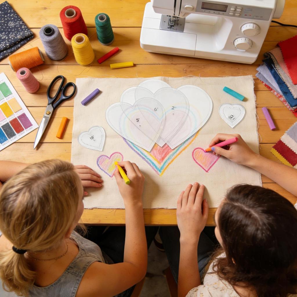 Heart Sewing Template 8 Pieces Acrylic fabric Quilting Measuring Tape Sewing Stencil For Cutting Patterns For Women Beginner