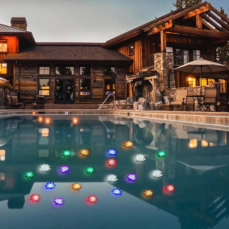 Светодиодный водонепроницаемый плавающий лотосный светильник на батарейках, искусственный цветок лилии, ночник для пруда, бассейна, сада, аквариума, декор для воды