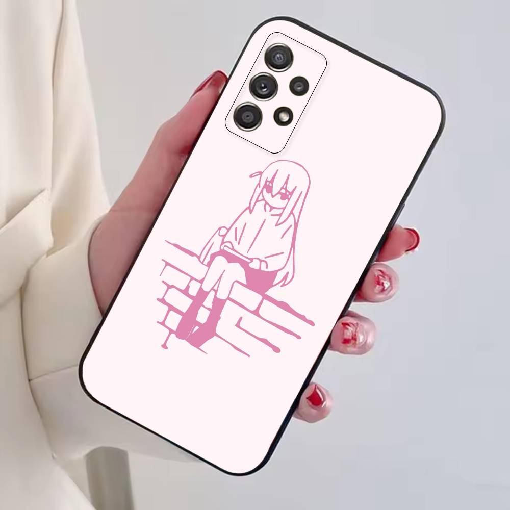 Anime B-Bocchi The Rock Cute Phone Case For Samsung S25,S24,S21,S22,S23,S30,Ultra,S20,Plus,Fe,Lite,Note,10,Black Cover