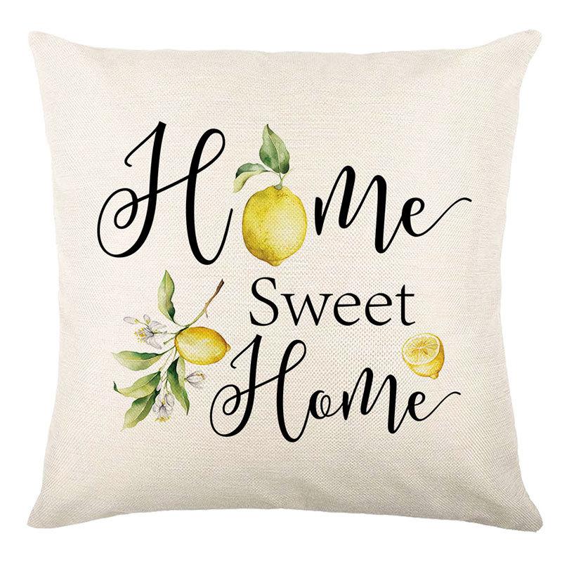 Pillow Cover Nordic Ins Pillow Summer Yellow Lemon Square Print Pillow Cover Cushion