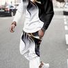 2Pcs 3D Pattern Outfits - Sweatsuits Casual Crew Neck Long Sleeve T-shirt and Drawstring Sweatpants Joggers Set for Men's Clothing