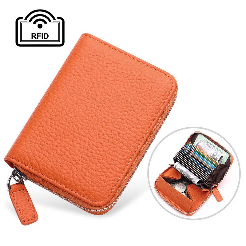 Rfid Card Holder 100% Genuine Leather Business Card Wallet Organ Card Bag Female Bag Japanese