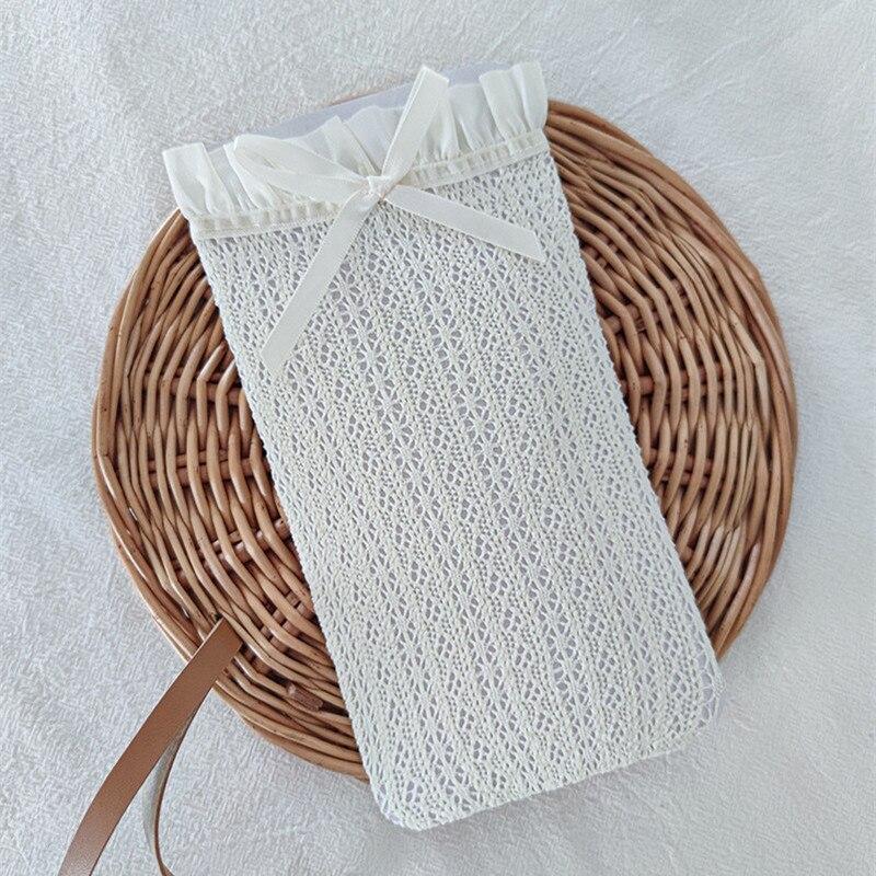 Милые длинные носки в японском стиле для девочек, чулки JK Лолита, гольфы с бантом и оборками, женские сетчатые чулки в сетку