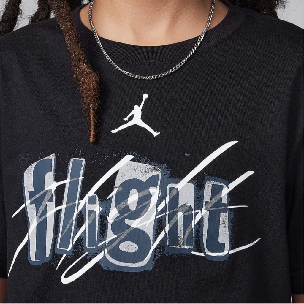 Jordan Flight Team Soft Comfortable Sweat-Absorbing Breathable Short Sleeve T-Shirt Kids Tops Black 95D368-023
