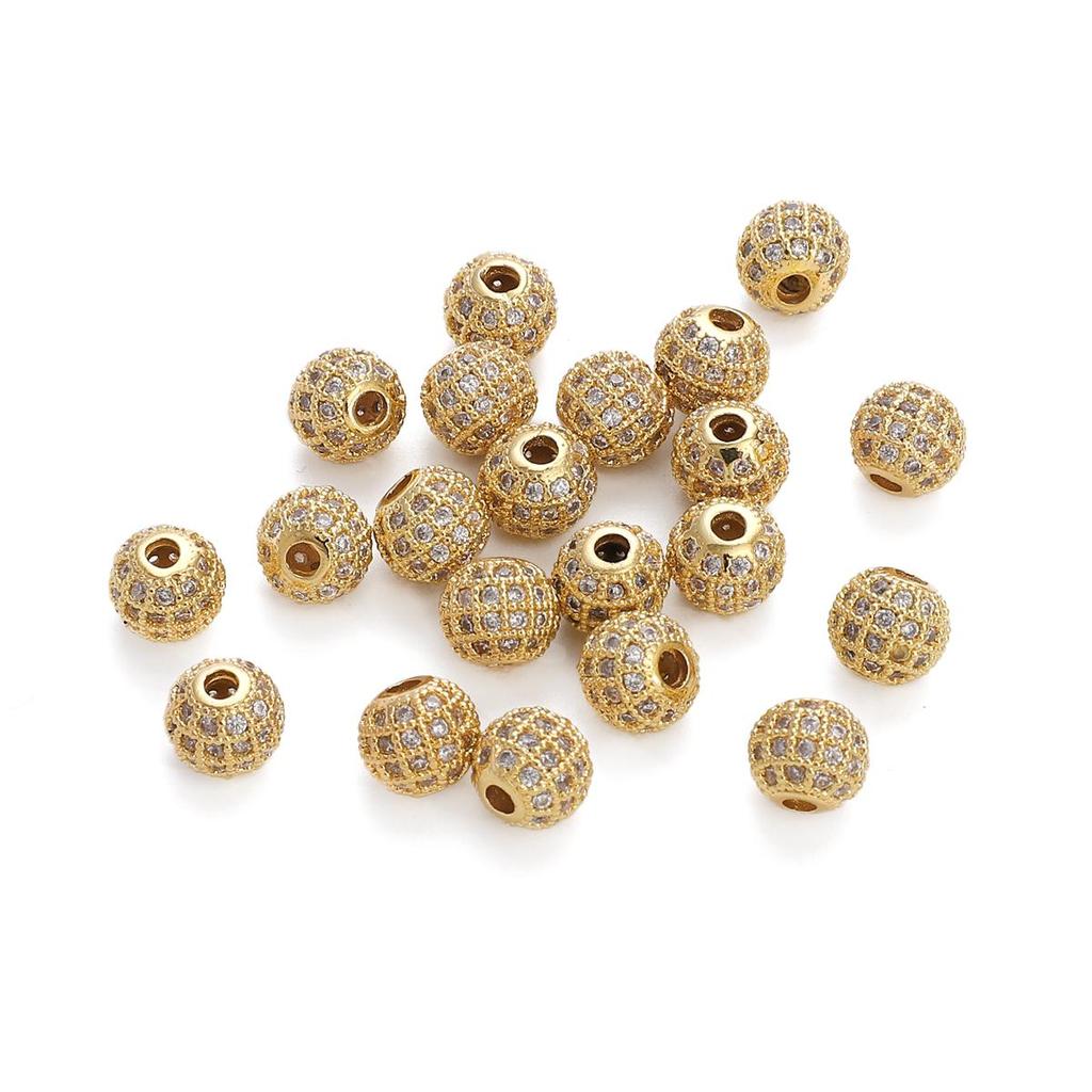 Copper Micro Inlaid Zircon Beads For DIY Jewelry Making Craft Accessories