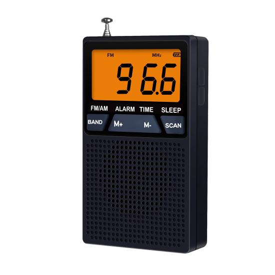 Portable AM/FM Radio Mini 2 Band Radio with Speaker Multipurpose Time Display