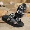 Women's Studded Platform Slides, Trendy Ins Fashion Summer Sandals, Chunky Sole Outdoor Beach Slippers