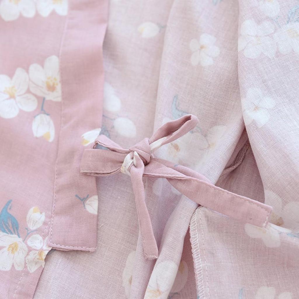 Цветочный Летний Кимоно с Застежкой спереди [SISOFTLY] Женский Джинбей, Узор, 100% Хлопок, Набор из 2 предметов, Рукава 3/4, Застежка, Самуэ, Милый, Юката, Женский,