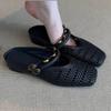 Spot Model~ French Retro Inner Height Increase 5cm Bag Head Half Slippers Women's Outer Wear Temperament Woven Hollow Muller Sandals