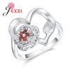Stylish Flower With Leaf Unique Design 925 Sterling Silver Color Rings Women Jewellery Champagne Color Cubic Zircon Stones Rings